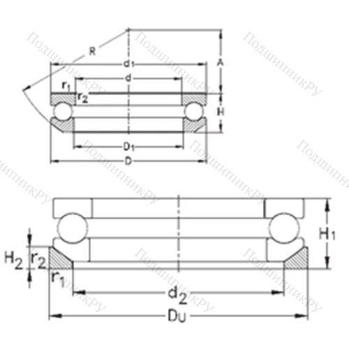 Подшипник шариковый упорный 53406+U 406 от производителя  NKE Подшипник шариковый упорный 53406+U 406 от производителя  NKE
