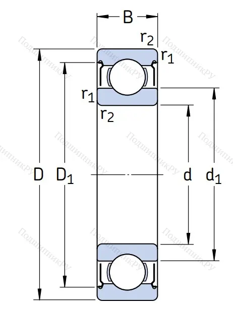 Однорядный шариковый подшипник W 6203 2Z