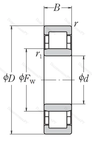 Роликовый цилиндрический подшипник NU 217 ET от производителя  NSK Роликовый цилиндрический подшипник NU 217 ET от производителя  NSK