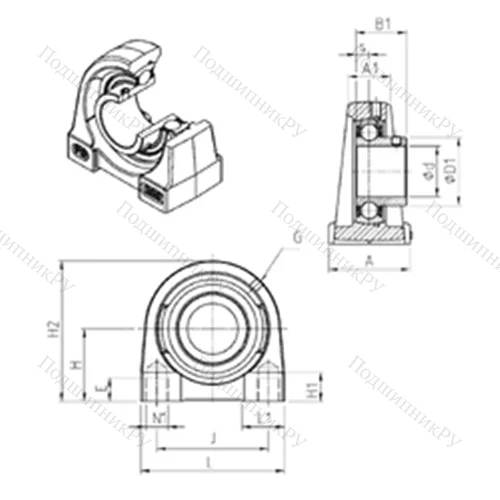 Подшипниковый узел шариковый радиальный USPG 212