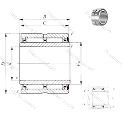 Подшипник игольчатый радиальный NA 6909U