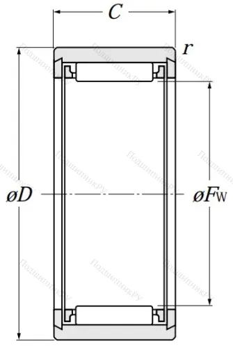 Игольчатый подшипник NK 9/12 T 2 от производителя  NTN Игольчатый подшипник NK 9/12 T 2 от производителя  NTN