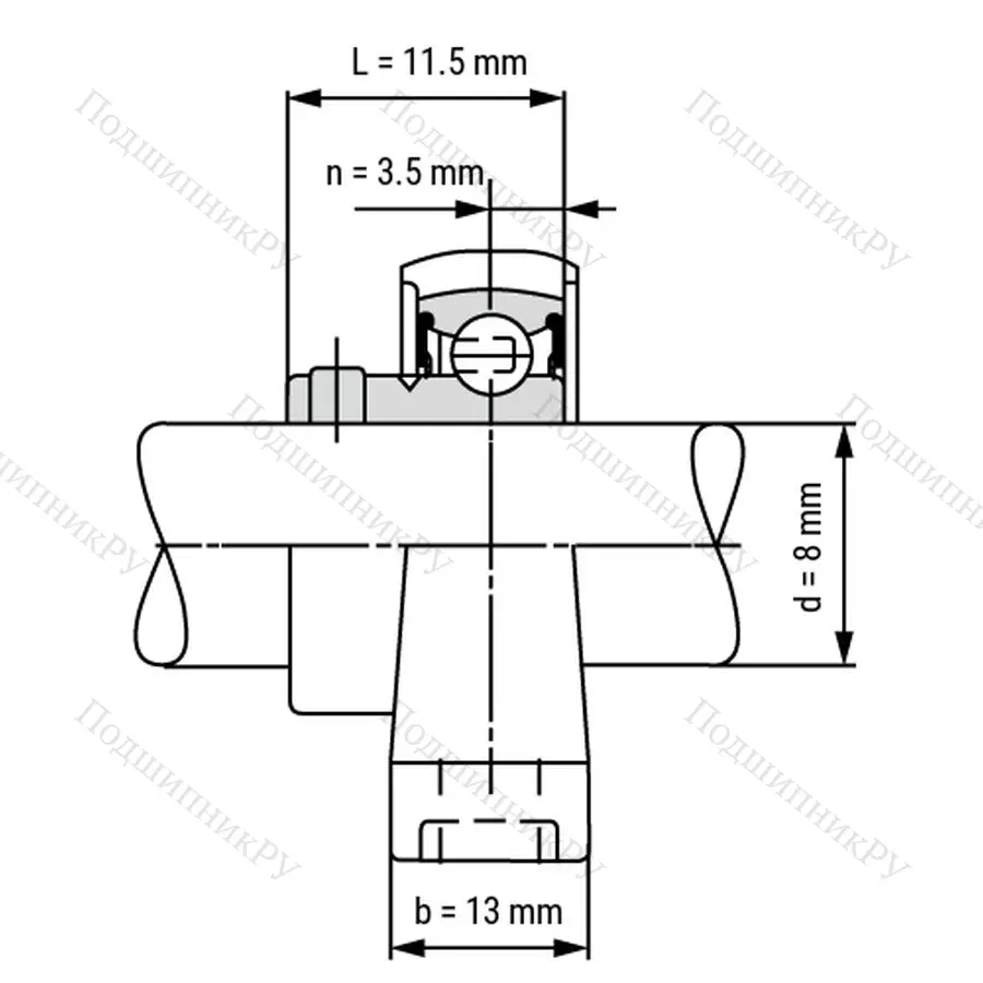 Подшипниковый узел KP 08-ST - Вал: 8 мм