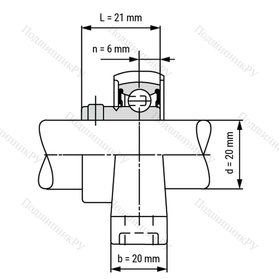 Подшипниковый узел KP 004-ST - Вал: 20 мм