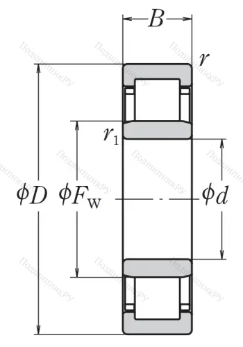 Роликовый цилиндрический подшипник NU 210 EW C 3
