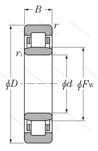 Роликовый цилиндрический подшипник NU 2213