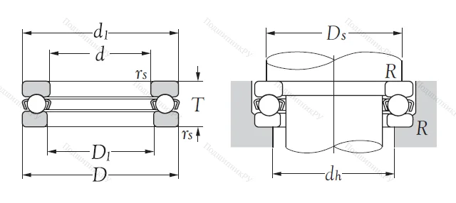 Упорный шариковый подшипник 51112 от производителя  KSM