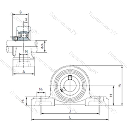 Подшипниковый узел шариковый радиальный BP 207