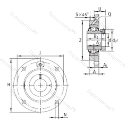 Подшипниковый узел шариковый радиальный RME 65-214