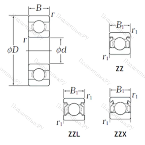 Подшипник шариковый радиальный WOB 71 ZZX от производителя  KOYO Подшипник шариковый радиальный WOB 71 ZZX от производителя  KOYO