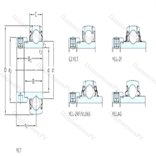 Подшипник шариковый радиальный YEL 206-102-2F от производителя  SKF