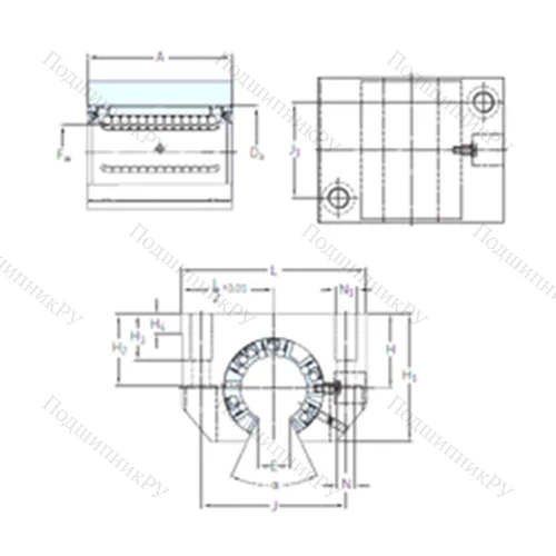 Подшипник шариковый линейный LUNF 16