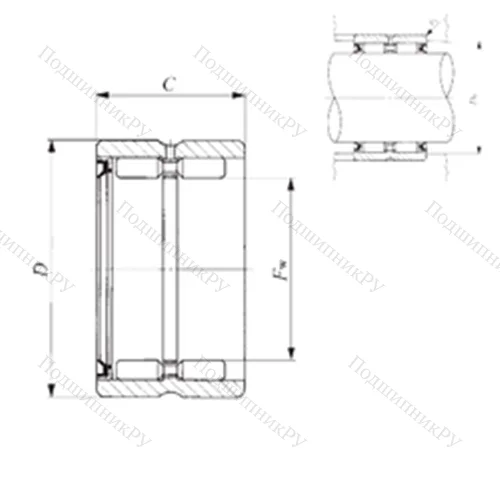 Подшипник игольчатый радиальный GBR 202820 U