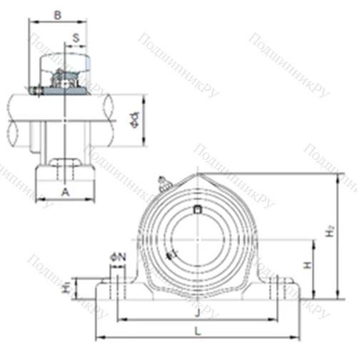 Подшипниковый узел шариковый радиальный UCPK 328