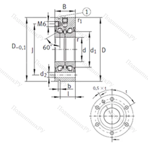 Подшипник шариковый упорно-радиальный ZKLF 30100-2Z от производителя  INA Подшипник шариковый упорно-радиальный ZKLF 30100-2Z от производителя  INA