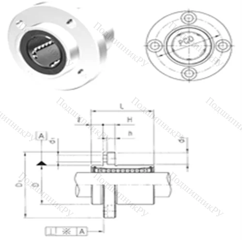 Подшипник шариковый линейный LMFP 10