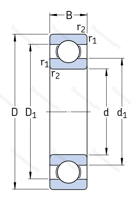 Однорядный шариковый подшипник 6204