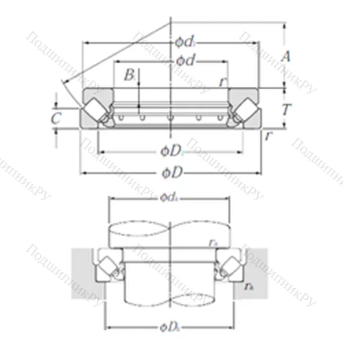Подшипник роликовый упорно-радиальный 29418 от производителя  NTN Подшипник роликовый упорно-радиальный 29418 от производителя  NTN