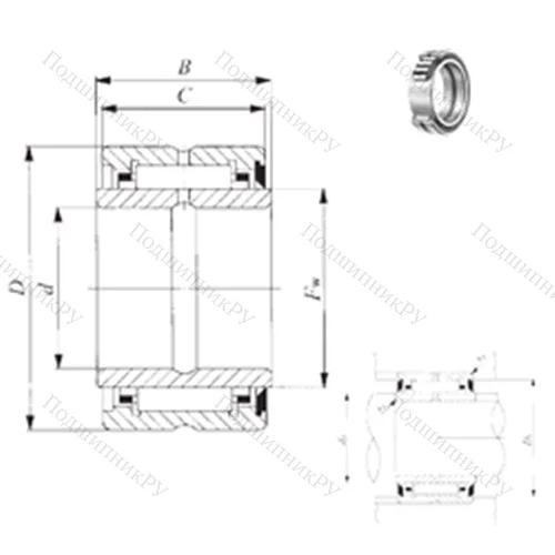 Подшипник игольчатый радиальный BRI 122416 U