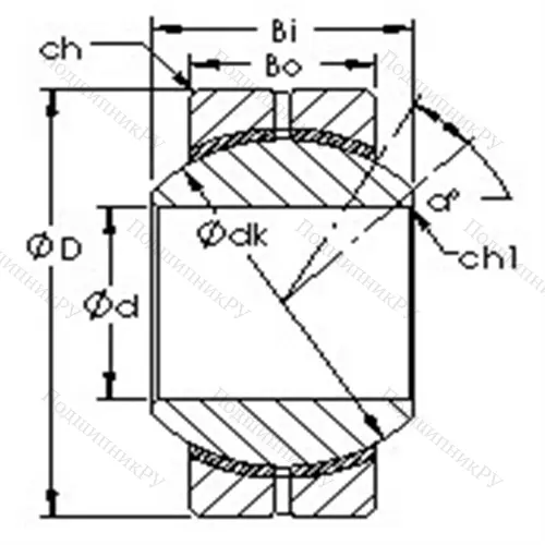 Подшипник скольжения сферический GEBK 6S