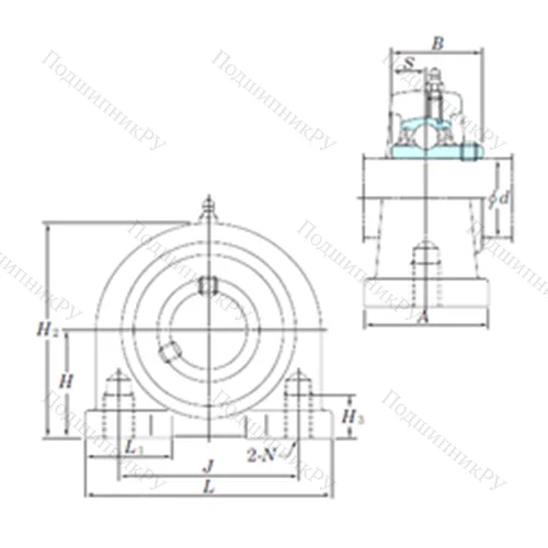 Подшипниковый узел шариковый радиальный UCPA 205-14