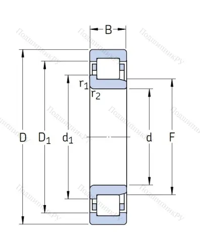 Роликовый цилиндрический подшипник NJ 2308 ECJ от производителя  SKF