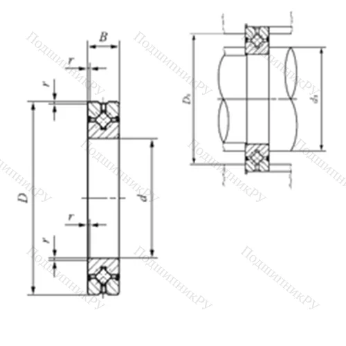 Подшипник роликовый упорно-радиальный с четырехточечным контактом CRBH 4510 A UU