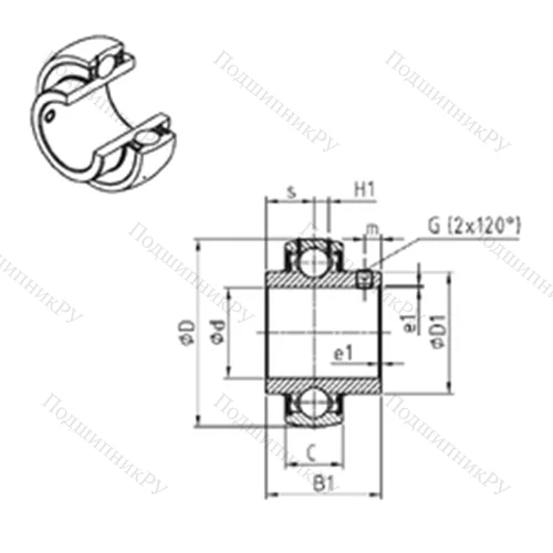 Подшипник шариковый радиальный UC 207-22 от производителя  SNR Подшипник шариковый радиальный UC 207-22 от производителя  SNR