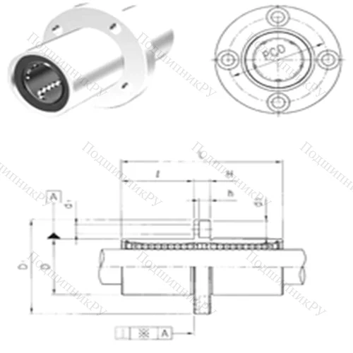 Подшипник шариковый линейный LMEFM 12