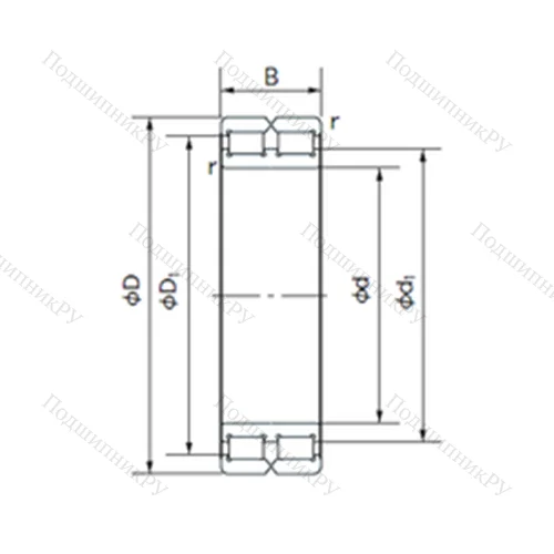 Подшипник роликовый радиальный RB 4848 от производителя  NACHI Подшипник роликовый радиальный RB 4848 от производителя  NACHI