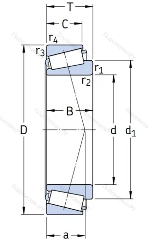 Конический роликовый подшипник 32022 X от производителя  SKF