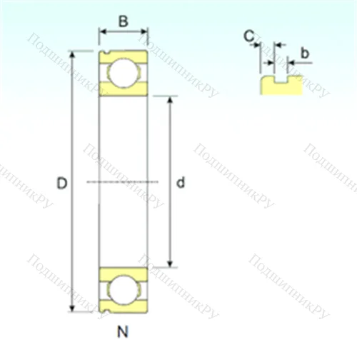 Подшипник шариковый радиальный 6219 N от производителя  ISB