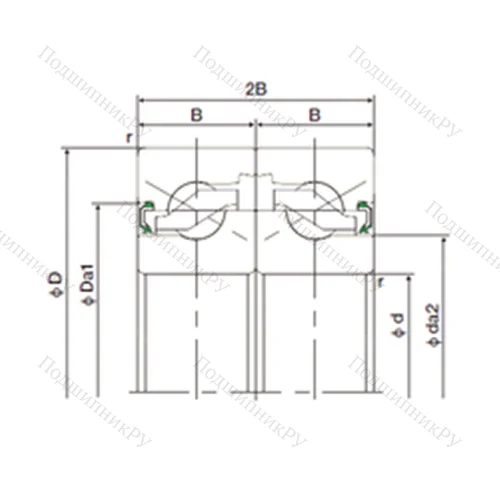 Подшипник шариковый упорно-радиальный спаренный 40TAB 07DF-2NK от производителя  NACHI Подшипник шариковый упорно-радиальный спаренный 40TAB 07DF-2NK от производителя  NACHI