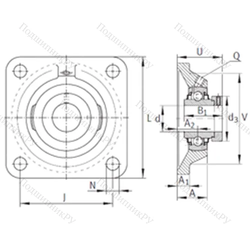 Подшипниковый узел шариковый радиальный RCJ 1-1/8