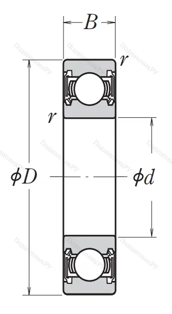 Однорядный шариковый подшипник 6012 DDU CM