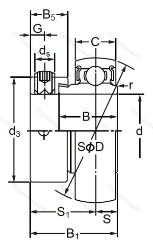 Корпусный подшипник SA 207 (AEL 207) PGOCR45ZP3 в Твери