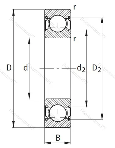 Однорядный шариковый подшипник 6303 2Z