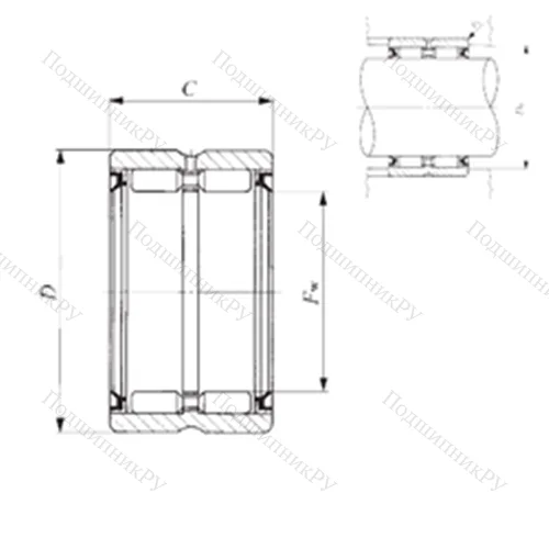 Подшипник игольчатый радиальный GBR 122016 UU
