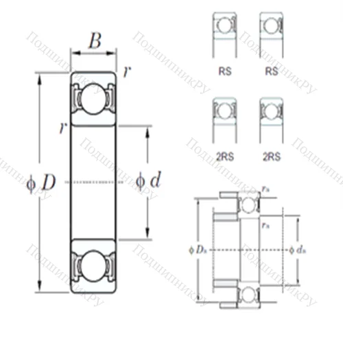 Подшипник шариковый радиальный 6810-2RS от производителя  KOYO
