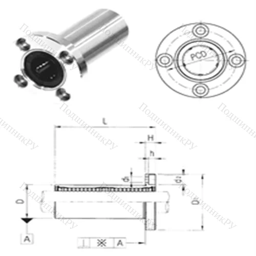 Подшипник шариковый линейный LMEF 12L