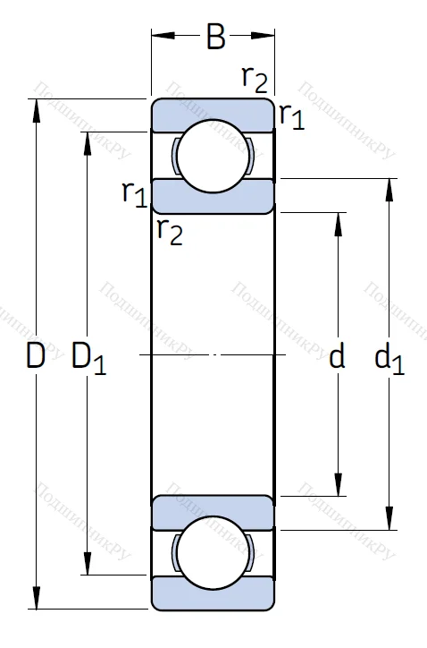 Однорядный шариковый подшипник 6220 от производителя  SKF