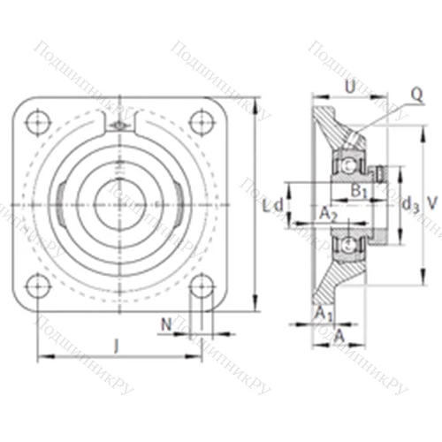 Подшипниковый узел шариковый радиальный PCJ 1-1/8