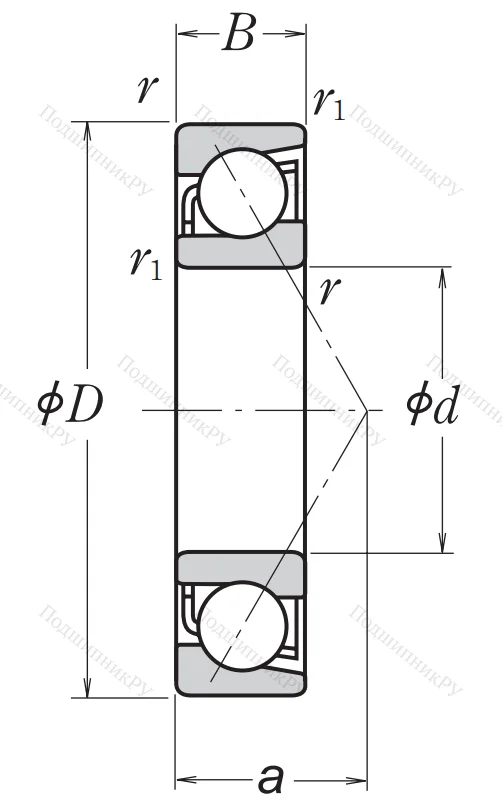 Однорядный шариковый подшипник 7318 BW (66318 ГОСТ)