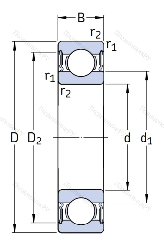 Шариковый однорядный подшипник 180214 (6214 2RS) в Твери