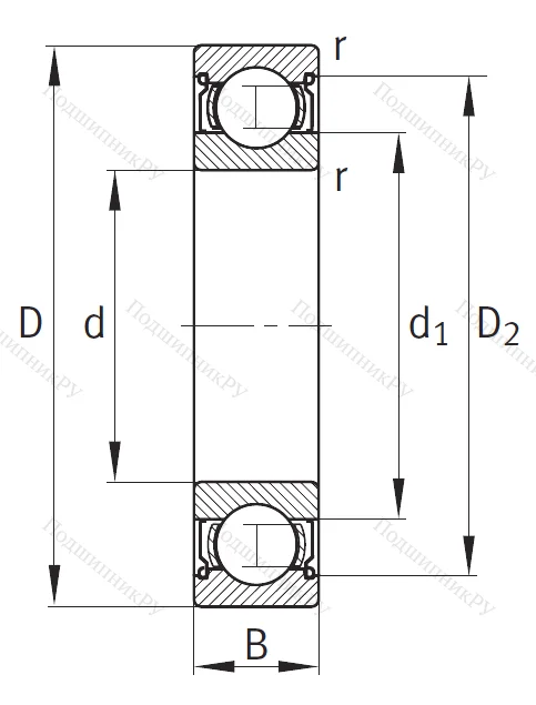 Однорядный шариковый подшипник 6203 C 2Z от производителя  FAG