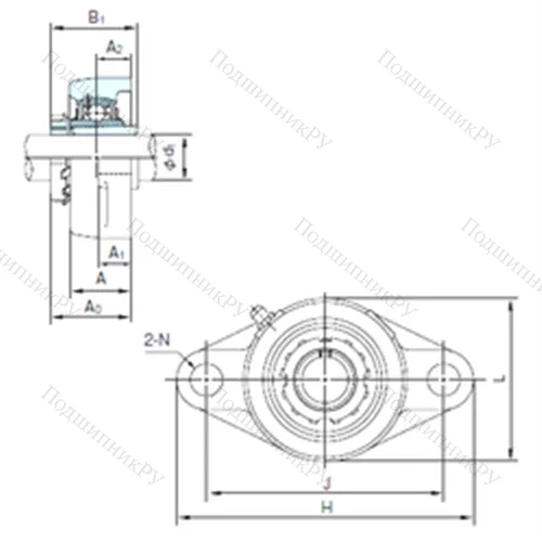 Подшипниковый узел шариковый радиальный UKFL 328+H 2328