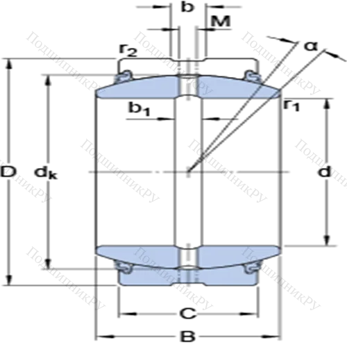 Радиальные сферические подшипники скольжения с контактными поверхностями сталь/сталь, требующие техобслуживания GEZ 600 ES-2LS