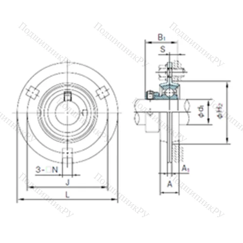 Подшипниковый узел шариковый радиальный KHPF 204A