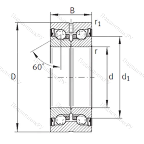 Подшипник шариковый упорно-радиальный ZKLN 1242-2Z от производителя  INA