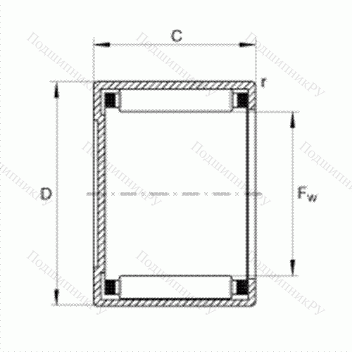 Подшипник роликовый игольчатый с одним наружным штампованным кольцом, закрытым с одной стороны BCE 55
